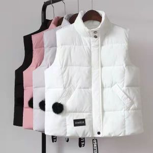 Womens down Cotton Vest Autumn Winter New Style Sleeveless Bread Cotton Jacket Initial Autumn Vest Cotton Shoulder Coat