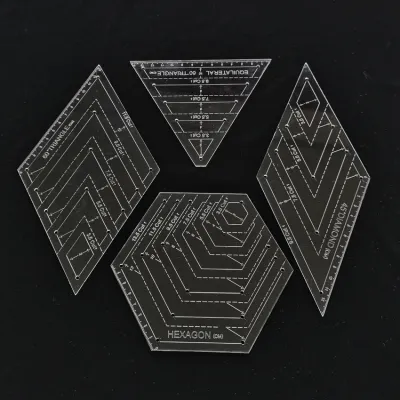 4pcs/set Acrylic Quilting Sewing Patchwork Transparent Measuring Template Triangle Hexagon Sewing Craft Quilting Cutting Ruler
