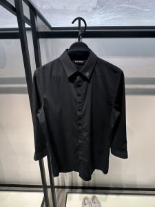 Peacebird Mens Fashion Casual Shirt Black Neckline Embroidery 2024 Summer Seven-Quarter Sleeve Sharp Looking B1CBE2328