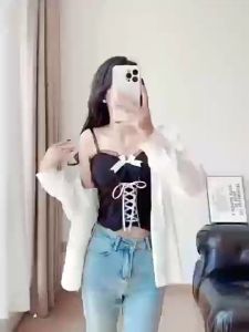 Tanktop Bra Wanita Motif Pita & Ikat Tali