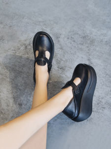 True Cowhide Thick Bottom Platform Shoes round Toe Womens Fashion Casual Breathable Comfortable Footwear Summer Season