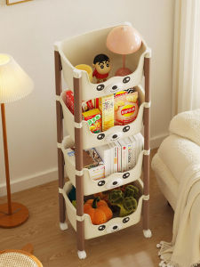 Mobile Multi-layer Childrens Toy Storage Rack Snack Bookshelf Small Cart Simple Modern Design Plastic Home Organization Shelf