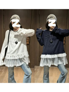 Áo Thun Nữ Dáng Rộng Mùa Thu 2025 Mới Cỡ Lớn Có Thiết Kế Thắt Nút Bướm Tay Dài Cổ Tròn Dài Vừa Phải