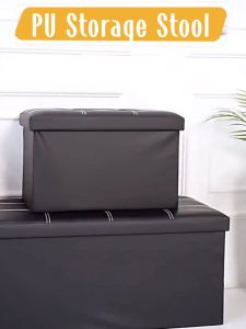 TIDY B Multifunctional Folding PU Rectangular Sofa Storage Stool Sit Sofa Folding Box Chair Organizer Boxes Large Capacity Space Savers