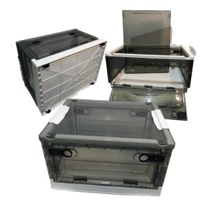 25L/40L/50L/88L Collapsible Storage Bins Transparent Gray White Foldable Storage Box Organizer Flip Top with Wheel Stackable Strong Plastic