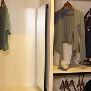 Push-Pull Foldable Built-in Rotating Expandable Full-Length Wardrobe Mirror