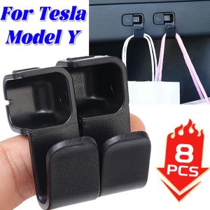 8PCS Car Trunk Hook for Tesla Model Y Hidden Abs Umbrella Luggage Bag Hook Space-Saving Car Storage Accessories