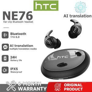 HTC NE76 AI Translation In-Ear Headphones — Real-time Translation TWS Business Bluetooth Earphones | Bluetooth 6.0 HiFi Audio Quality IPX5 Water Resistance | 1-Year Warranty
