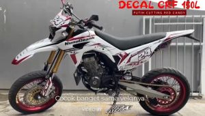 Dekal Stiker Full Body Variasi Sticker Motor CRF 150L Motif Supermoto Putih Hitam Merah D-I2-849