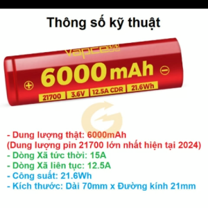 [P44] Pin sạc Vapcell 21700 F60 Dung Lượng lớn nhất hiện tại 6000mAh xã 15A mới ra mắt năm 2024