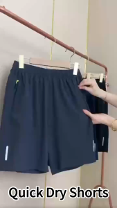 Mens Quick-Dry Sports Shorts - Ultra-Thin Ice Silk Fabric | For Gym Running & Beach | Lightweight & Zipper Pocket