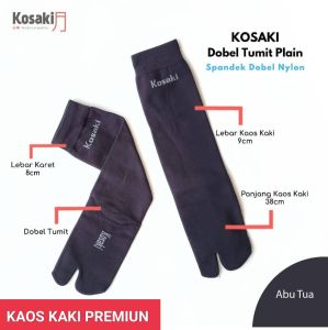 KOSAKI PLAIN M Kaos Kaki Muslimah Premium Dobel Nylon Tumit-Abu Tua