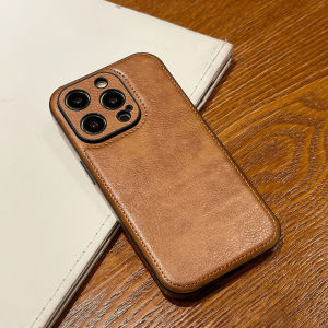 High-End Retro Leather Texture Phone Case for 15 pro Max 16 pro 14 Simple Business Womens Mens Full Cover Anti-Fall 13 pro plus Anti-Slip 12 Protective Case