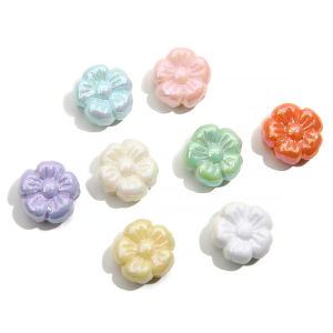 4pcs 19mm Acrylic Solid Color Macaron Flower Charm Beads Loose Bead For Necklace Bracelet DIY Jewelry Making Craft Accessories