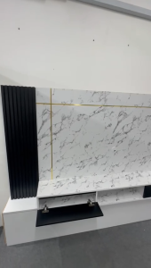 HT ONLINE Elegant Marble-Printed Wall-Mounted TV Cabinet with Soft Close Doors for TVs up to 55" - 7ft