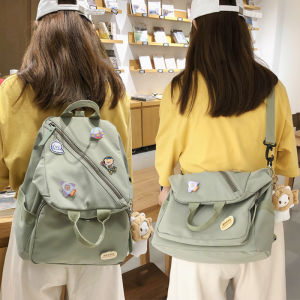 Large Capacity Crossbody Backpack Womens Korean Style Versatile High School University Student Vintage Feeling Book Bag