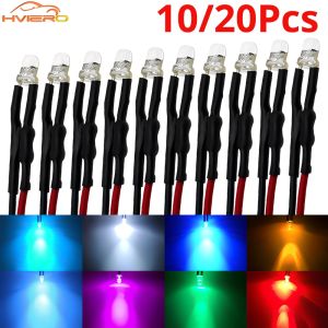 10/20Pcs Mini 3mm Round Chip Light Beads 20cm Pre Wired LED Bulbs Cable Emitting Diodes Decorative Atmosphere DIY Landscape Lamp