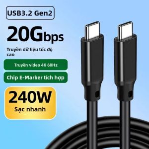 Cáp Type C Đa Chức Năng 20Gbps USB 3.2 Gen2 X2 Truyền Dữ Liệu 4K Sạc Nhanh 240W Dài 0.2m/3m/5m Dùng Cho Hub Và Thiết Bị USB-C