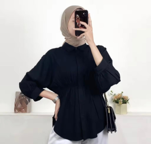 KEMEJA LINEN WANITA JUMBO 3XL LD 120 / ATASAN KEMEJA KERUT DEPAN OVERSIZE KOREAN STYLE / BAJU ATASAN WANITA TERBARU 2025 / ALYA SHIRT KEKINIAN (COD)