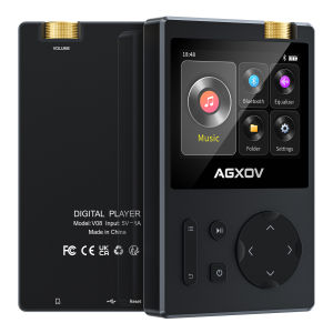 AGXOV V08 MP3 Player Bluetooth 5.3 HiFi Lossless Music Player Dual DAC AptX HD 256GB Expandable Sport Portable Audio Player Gift