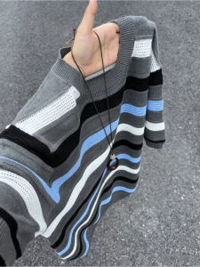 LIUBU | Stripe Contrast Cool Touch Mens Short Sleeve T-Shirt