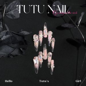 First Love TUTU NAIL Handmade Wearable Nail Powder Fairy White Reflecting Mirror Chain Butterfly Pure Desire High End Wearable Nail