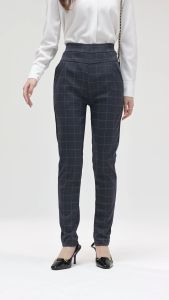KM Sierra Women Slim Cutting Checkered Pattern Pants [P7027]