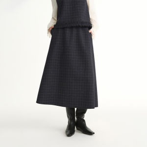 DUSHU | Check Pattern Gilet Skirt Set