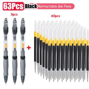 6-110Pcs Retractable Gel Pens Set Black/red/blue Ballpoint for Writing 0.5mm Refills Office Accessory School Supply Stationery