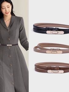 2024 New Arrival Fashion Temperament Waist-Controlled Korean Accessories Genuine Leather Thin Belt Womens Slim Looking Womens Belt Clothing Group Quality