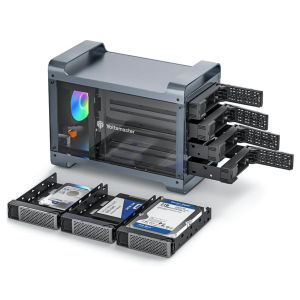 Yottamaster 4 Bay Raid Hard Drive RBG Enclosure USB 3.0 5Gbps Type-B SATA External Hard Drive Storage 4X18TB Support RAID 0/1/5/10 /JBOD /ClONE/Normal Hard Drive RAID Storage