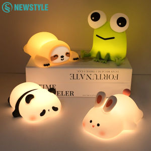Cute Rabbit Night Light Novelty LED Squishy Animal Night Lamp  3 Brightness Level Dimmable Rechargeable Touch Lamp