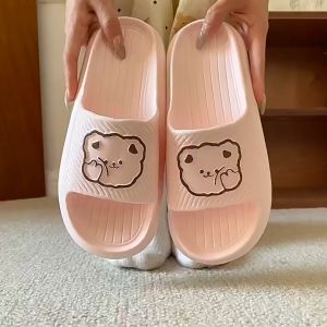 Ready Stock Ladies Flip Flops Woman Sandals Kasut Perempuan 厚底女鞋踩屎感卡通小熊拖鞋