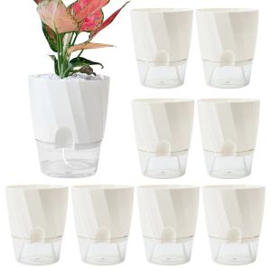 Hai Lớp Lười Biếng chậu thủy canh Tự Động Hấp Thụ Nước Lọ Hoa Nhựa Trong Suốt Fower Nồi văn phòng nhà cửa trang trí vườn