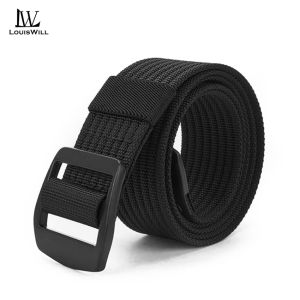 LouisWill Mens Fashion Casual All-Match Round Buckle Nylon Belt Nylon + Alloy Buckle Belt Durable and Wear-Resistant Belt