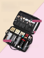 Large Capacity Embroidery Makeup Bag Professional Cosmetologist Tools Storage Box Portable Travel Cosmetic Pouch Pure Color. 