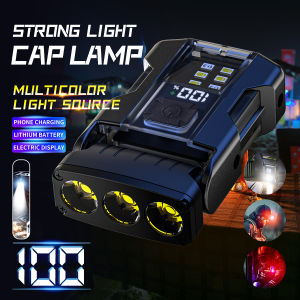 Portable Mini LED Flashlights USB Rechargeable EDC Flashlight with Battery Display Magnetic Working Light 7 Modes Fishing Torch