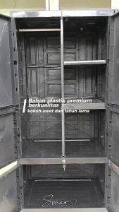 Lemari Plastik 4 Susun Jumbo Full Kunci Kaca Cermin Karakter Model Rak Gantungan Kabinet Baju Pakaian Multifungsi Serbaguna DVPL