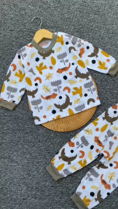 Nanaku Baby - Setelan Piyama Bayi Usia 3-12 Bulan // Baju Panjang Celana Panjang Pampers // Cocok Untuk anak Perempuan dan Laki-laki Motif Fun Animal