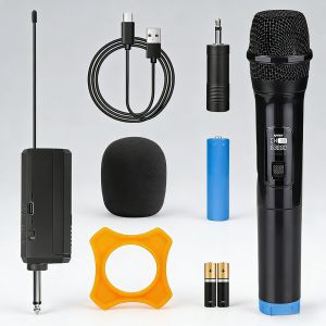 Wireless Microphone UHF Fixed Frequency 2 Channels Handheld Mic Micphone For Party Karaoke Professional Church Show Meeting