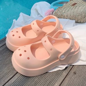 น่ารักIns Big Dogครึ่งลากรองเท้าสําหรับสตรีฤดูร้อนEVAฐานหนาลื่นรองเท้าแตะหลุมหนึ่งเหยียบปิด