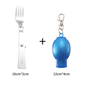 304 Stainless Steel Foldable Spoon Fork Set Portable Tableware with Storage Case & Keychain