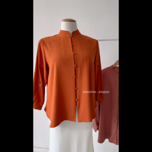 Plus Size (3XL-6XL) Sulam Ironless Cool Fabric Full Button Kemeja Blouse Muslimah Top (4996)