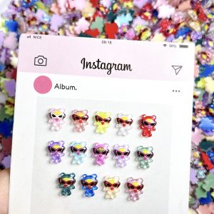 30PCS 3D Jelly Colorful Glasses Doll Resin Nail Charms Cartoon Adorable Pacifier Doll Nail Art Decorations for DIY Hairpin Nails