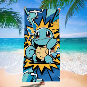 Squirtle Pokemon Beach Towel Retro Comic Burst Design Ultra Soft Lightweight Towel for Pool