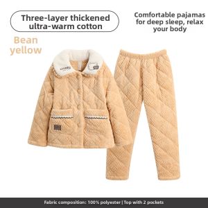 FENTENG | Anti-static Thick Coral Fleece Pajama Set for Girls
