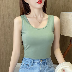 Womens Ice Silk Vest Sleeveless T-Shirt Summer New Style Slimming Wide Shoulder Strap Top Cotton Modal Fiber Stretchy Material