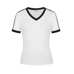 American Style Pure Desire V-Neck Shoulder Insert Sleeve T-Shirt Women Summer 2025 New Slim Fit Waist Cinching Spicy Girl Sport Style Top