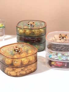 Mainland Toples Acrylic Makanan Kotak Kontainer Makanan Tempat Penyimpanan Makanan Ringan Biskuit Permen Coklat Buah Serbaguna Toples Kue Kering Lebaran HSB659