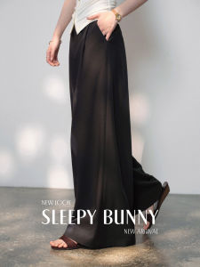 Black High Waist Wrinkle Loose Wide Legged Summer Casual Pants